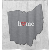 Kaart van OHIO met THUIS en HART Douchegordijn (Voorkant)