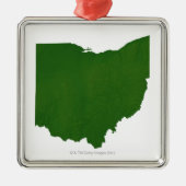 Kaart van Ohio Metalen Ornament (Voorkant)