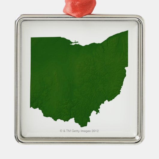Kaart van Ohio Metalen Ornament (Voorkant)
