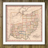  kaart van Ohio Poster