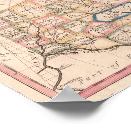  kaart van Ohio Poster (Hoek)