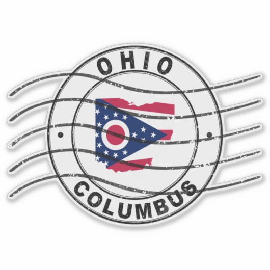 Kaart van Ohio, poststempel, reisstempel Sticker (Voorkant)