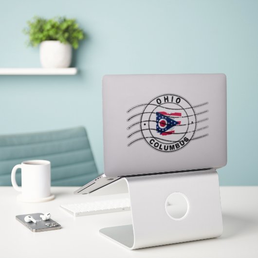 Kaart van Ohio, poststempel, reisstempel Sticker (Laptop op bureau)