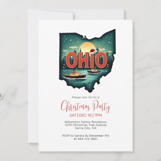 Kaart van Ohio State Christmas Holiday Party (Voorkant)