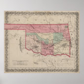  kaart van Oklahoma (1869) Poster (Voorkant)