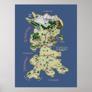 Kaart van Olandra en Junziel - Middelgroot Poster