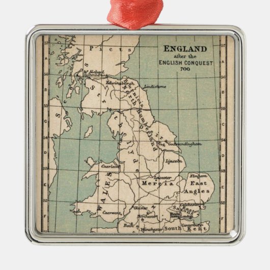 Kaart van Old England Metalen Ornament (Voorkant)