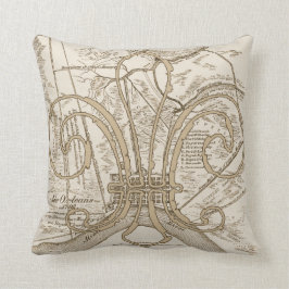 Kaart van Old New Orleans met Fleur Kussen