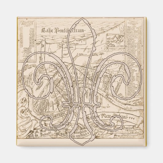 Kaart van Old New Orleans met Fleur Magneet (Voorkant)