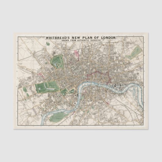 Kaart van Old  Whitbread van Londen Great City Tissuepapier (Voorkant)