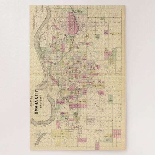  kaart van Omaha Nebraska (1885) Legpuzzel (Verticaal)