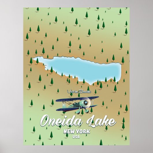 kaart van Oneida Lake New York Poster (Voorkant)