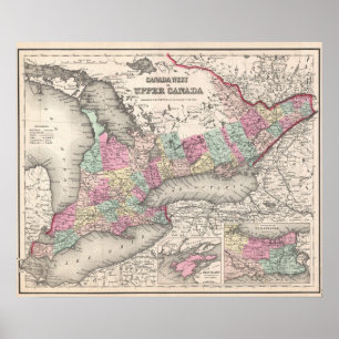  kaart van Ontario (1857) Poster