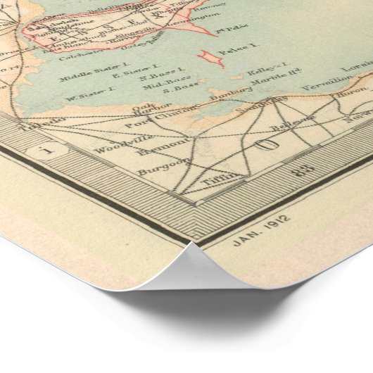  kaart van Ontario en Quebec (1912) Poster (Hoek)