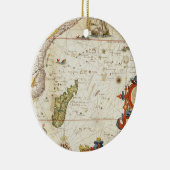 Kaart van Oost-Afrika en Madagaskar, 1596 (hand-co Keramisch Ornament (Rechts)