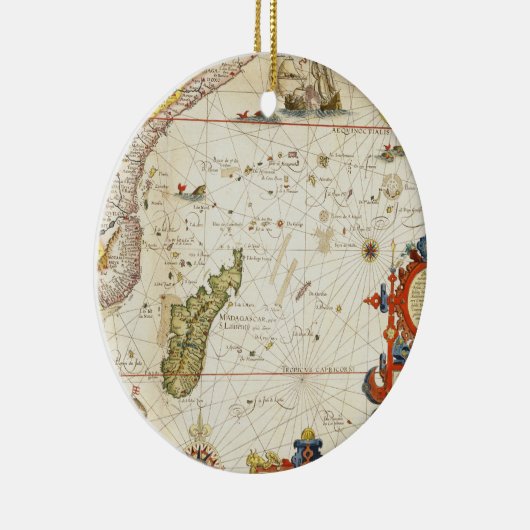 Kaart van Oost-Afrika en Madagaskar, 1596 (hand-co Keramisch Ornament (Rechts)