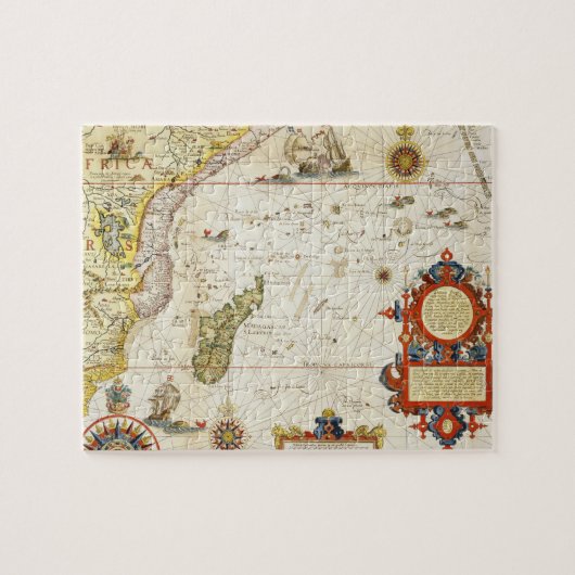 Kaart van Oost-Afrika en Madagaskar, 1596 (hand-co Legpuzzel (Horizontaal)