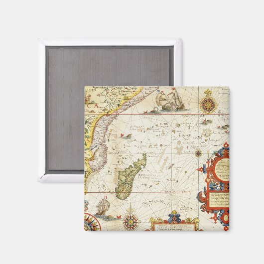 Kaart van Oost-Afrika en Madagaskar, 1596 (hand-co Magneet (Voorkant / Achterkant)