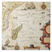 Kaart van Oost-Afrika en Madagaskar, 1596 (hand-co Tegeltje (Voorkant)
