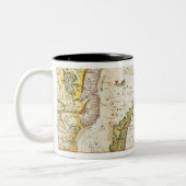 Kaart van Oost-Afrika en Madagaskar, 1596 (hand-co Tweekleurige Koffiemok (Links)