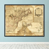 Kaart van Oost-Amerika (1780) Canvas Afdruk (Insitu (Houten vloer))