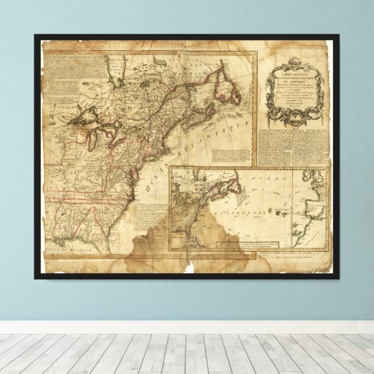 Kaart van Oost-Amerika (1780) Canvas Afdruk (Insitu (Houten vloer))