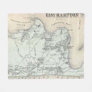 kaart van Oost-Hampton New York (1873) Fleece Deken