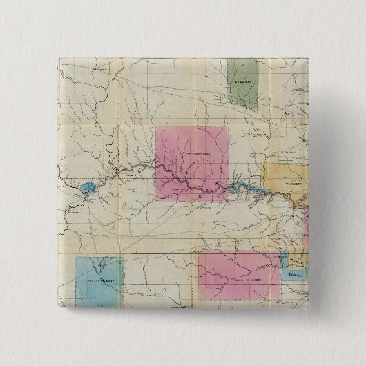 Kaart van Oost-Kansas Vierkante Button 5,1 Cm (Voorkant)