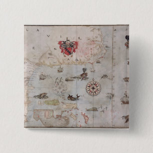 Kaart van Oost-Noord-Amerika Vierkante Button 5,1 Cm