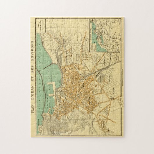 kaart van Oran Algerije (1913) Legpuzzel (Verticaal)