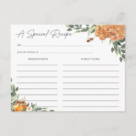 Kaart van Oranje Blossom Honey Bee Recipe (Voorkant)