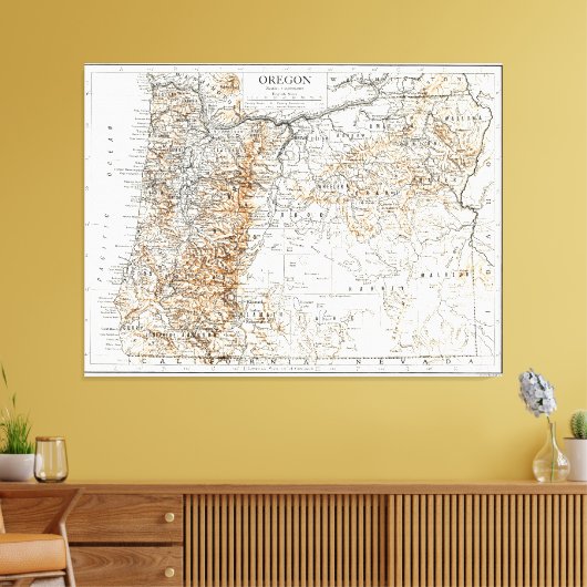 kaart van Oregon (1911) 2 Canvas Afdruk (Insitu (Woonkamer))