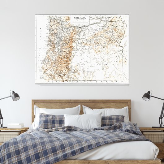  kaart van Oregon (1911) 2 Canvas Afdruk (Insitu (Slaapkamer))