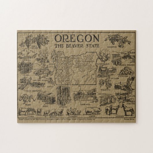  kaart van Oregon (1912) Legpuzzel (Horizontaal)