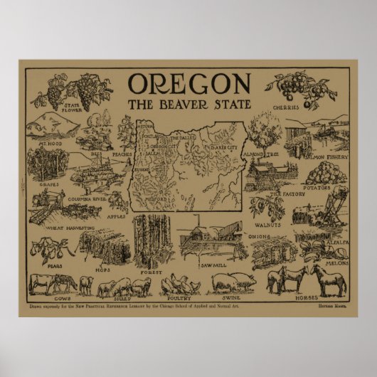  kaart van Oregon (1912) Poster (Voorkant)
