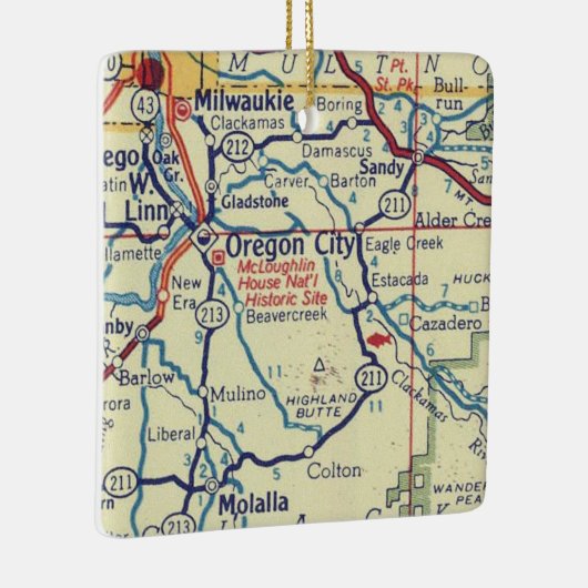  kaart van Oregon City Keramisch Ornament (Rechts)