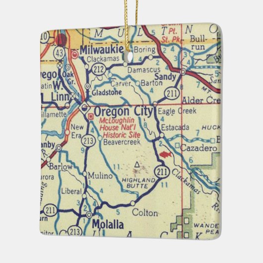  kaart van Oregon City Keramisch Ornament (Links)