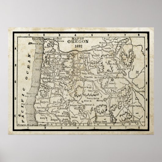 kaart van Oregon Poster (Voorkant)