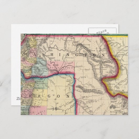 Kaart van Oregon, Washington (Voorkant / Achterkant)