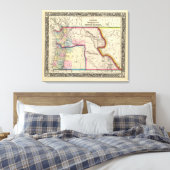 Kaart van Oregon, Washington Canvas Afdruk (Insitu (Slaapkamer))