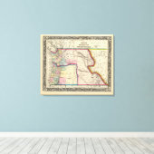 Kaart van Oregon, Washington Canvas Afdruk (Insitu (Houten vloer))