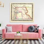 Kaart van Oregon, Washington Canvas Afdruk (Insitu (Woonkamer))