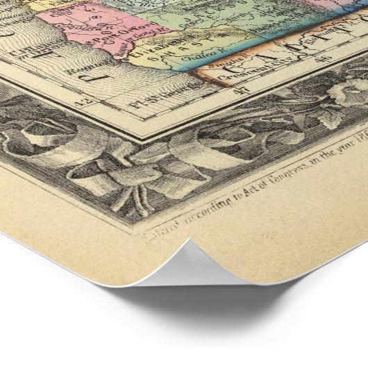 Kaart van Oregon, Washington Poster (Hoek)