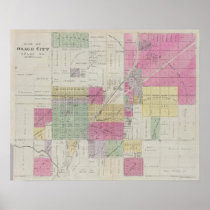 Kaart van Osage City, Kansas Poster