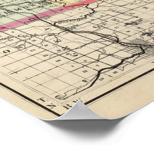 Kaart van Osceola County, Michigan Poster (Hoek)