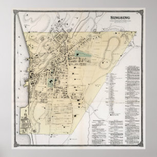 kaart van Ossining NY (1867) Poster