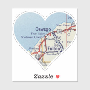 Kaart van Oswego New York Vintage Sticker