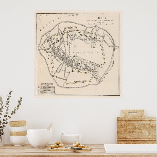  kaart van oude troy (1874) poster (Keuken)
