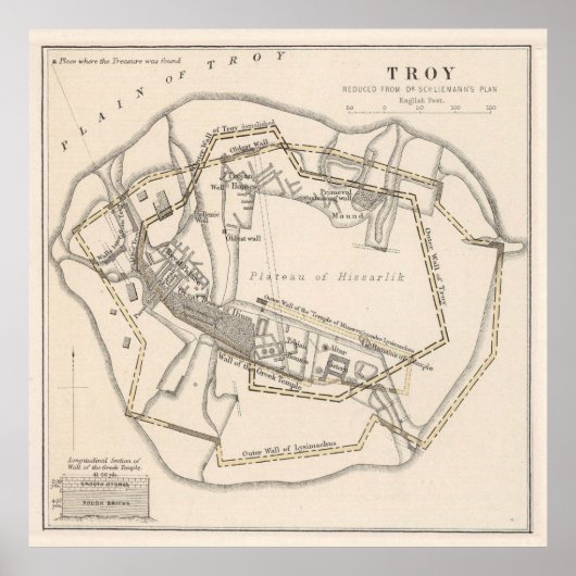  kaart van oude troy (1874) poster (Voorkant)