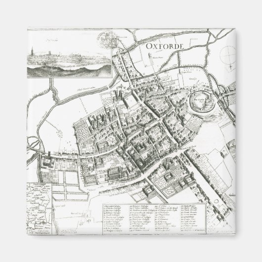 Kaart van Oxford, 1643 Magneet (Voorkant)